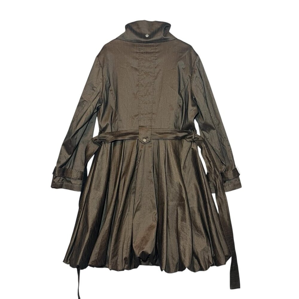 SAMUEL DONG BUBBLE COAT DRESS Women Classic XL Brown Bronze Lined Water Resistan - Picture 2 of 15